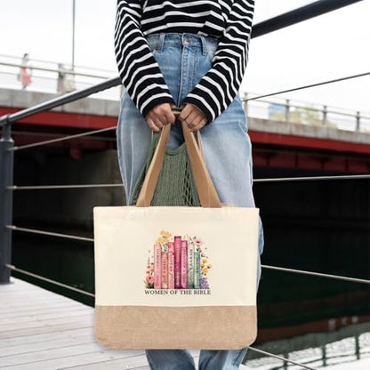 Tote Bag, Gifts for Women Friends Girlfriend Coworker Wife Mom Reusable Tote Bags Birthday Thank You Gift - color: Women of the Bible