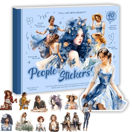 People Stickers Book for Adults - Journaling Supplies Kit for Junk Journal Scrapbooking Planners Collage Art Crafts - color: People Sticker