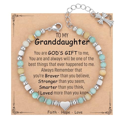 TONY & SANDY Christian Gifts for Women, Religious Cross Bracelet Faith Jewelry, Confirmation Baptism Christmas Birthday Gifts for Women, Unique Gifts for Teens Girls Kids Adults - style: Granddaughter