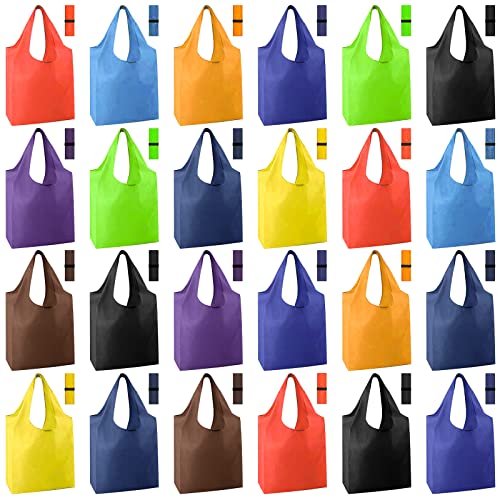 Eccliy 24 Pcs Reusable Grocery Bags Shopping Bags Foldable, Solid Style - style: Solid Style