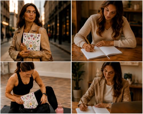WORLD TRAVELER Large Lined Journal Notebook 256 Ruled White & Ivory Pages - color: Debossed Floral