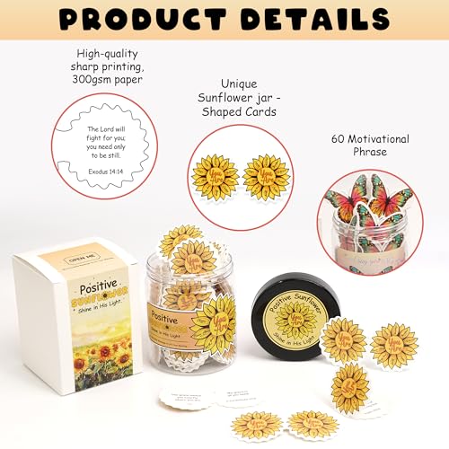 Positive Sunflower Jar, Sunflower Gifts For Women, Christian Gifts for Women, Christian Graduation Gift - style: Positive Sunflower Jar