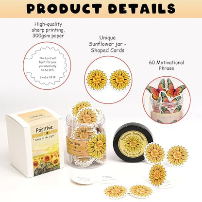 Positive Sunflower Jar, Sunflower Gifts For Women, Christian Gifts for Women, Christian Graduation Gift - style: Positive Sunflower Jar