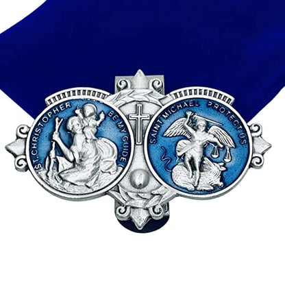 St Christopher and St Michael Blue Visor Clip