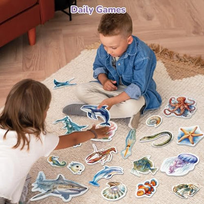 CHEFAN Ocean Animal Felt Board Story Pieces, 22-Piece Set - color: A-blue