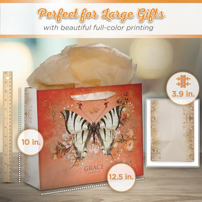 Christian Art Gifts Large Gift Bag with Card & Tissue Paper, Grace - color: Grace/Deep Orange, style: Large Landscape