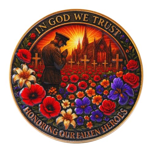 10 PCS Poppy & Dove Veterans Memorial Challenge Coin Honoring Our Fallen Heroes Medallion Tribute Token of Peace Through Faith & Remembrance Commemorative Military Keepsake Gift for Men & Women - color: 10 Pcs