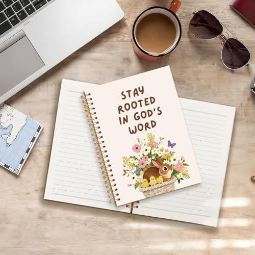 Christian Notebook Journal for Women, Christian Gifts for Woman Kids, Floral Bunny Chicks Bible Spiral Hardcover Notebook Journal for Church Notes Study Office Work, 5.5x8.3 Inch - color: Rabbit, Chicken and Christian Motif