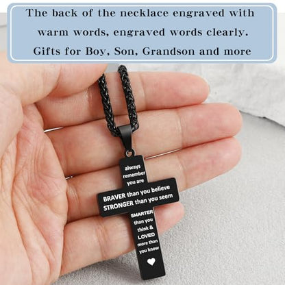 Baseball Cross Necklace for Men, Bible Verse Pendant Gifts for Birthday Christmas, Baptism Christian Religious Baseball Accessories Stuff Gifts - color: Black, style: Always Remember