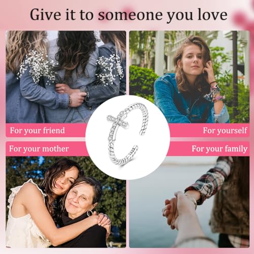 LAZA 925 Sterling Silver Ring for Women Statement Adjustable Open Ring - color: Cross Braid