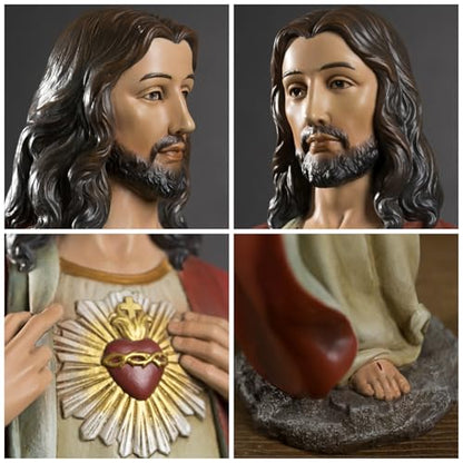 BC Catholic Sacred Heart of Jesus Statue, 24.5" H Large Jesus Christ Statue - size: 24.5 inches H