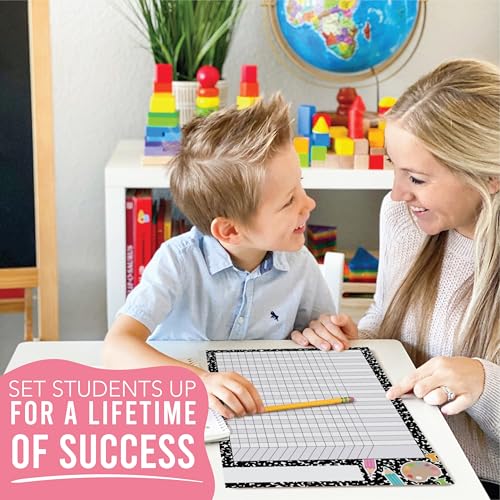 Attendance Chart for Classroom -8pc Laminated Chore & Reward Chart for Kids - color: Composition Notebook