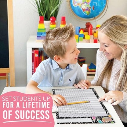 Attendance Chart for Classroom -8pc Laminated Chore & Reward Chart for Kids - color: Composition Notebook
