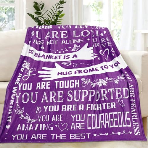 Healing Hug Blanket 60"x50", Encouragement Inspirational Thinking of You Gifts for Women, Chemotherapy Must Haves, Get Well Gifts for Women After Surgery, Purple - color: You Are-purple