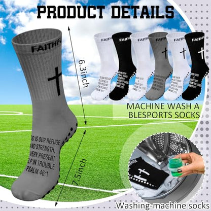 Glitopper 6 Pairs Cross Grip Soccer Socks US 6-13 christian - color: 3 Colors, style: Motivate