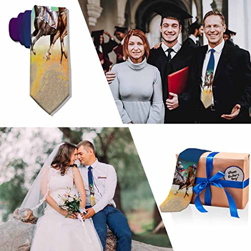 Black Dots Men's Neckties Retro Classic Circle Geometry Men's Tie for Mens Teens Business Work Casual Wedding Party - color: Racing Horses