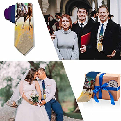 Black Dots Men's Neckties Retro Classic Circle Geometry Men's Tie for Mens Teens Business Work Casual Wedding Party - color: Racing Horses