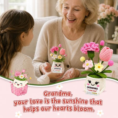 Positive Crochet Flower Gifts for Grandma I Love You Grandma Birthday Gifts - color: Grandma