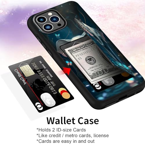 for iPhone 15 Pro Case,Wallet Case Credit Card Holder Dual Layer Hybrid Shockproof PC + TPU Case Cover for iPhone 15 Pro 6.1 inch 2023,Baby Elephant Butterfly - color: Baby Elephant Butterfly, size: iPhone 15 Pro 6.1"
