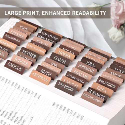 Taja Bible Tabs, 75 Large Print Index Tabs for Women & Men - color: D-bed of Oak