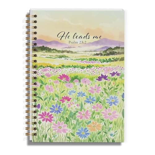 Bible Prayer Journal for Women, Wildflowers Christian Gifts for Teen Girls, Aesthetic Hardcover Spiral Notebook for Bible Note Taking Supplies - 5.5x8.3 - A17 - style: Christian Wildflowers