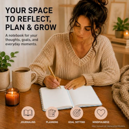 WORLD TRAVELER Large Lined Journal Notebook 256 Ruled White & Ivory Pages - color: Wide Stripes