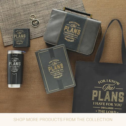 Christian Art Gifts Large Stainless Steel Inspirational Travel Tumbler for Men & Women: Know the Plans Encouraging Bible Verse, Engraved Double Wall Vacuum Insulated, Lid, 24hr Hot/Cold, Black, 18 oz. - color: Black/Know the Plans