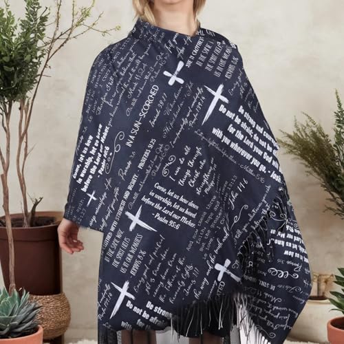 Prayer Shawl Christian Wrap Scarf For Women Prayer Scarves for Christian Scarf Gift - color: Black