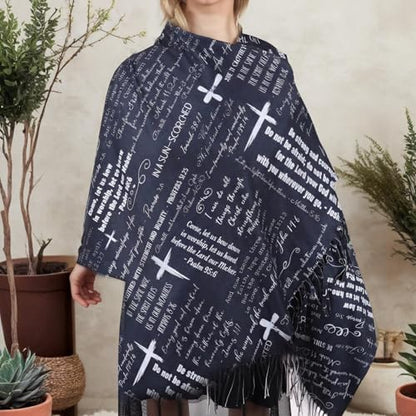 Prayer Shawl Christian Wrap Scarf For Women Prayer Scarves for Christian Scarf Gift - color: Black