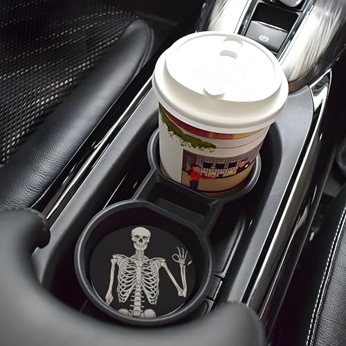 Skull Gothic Car Cup Holder Coasters 2 Pack 2.63" for Women - color: Beige