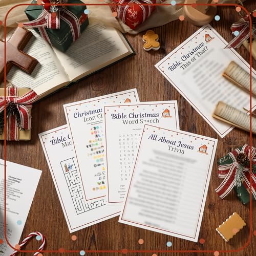 AmazingSpark 130 Pcs Bible Christmas Trivia Games 5 Designs Family Church