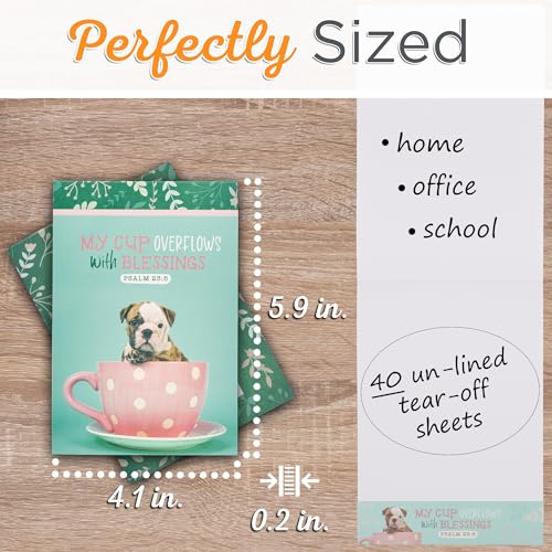 Christian Art Gifts Small Scripture Notepad for Women: Cup Overflows - color: Teal/Puppy