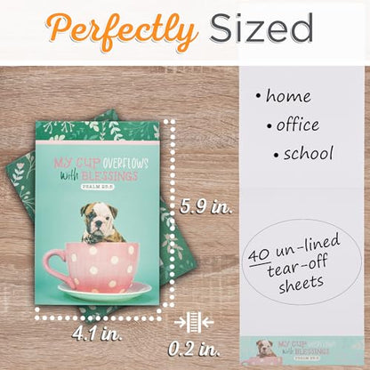 Christian Art Gifts Small Scripture Notepad for Women: Cup Overflows - color: Teal/Puppy