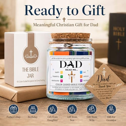 Solmay Bible Verse Jar for Dad, 92 Scripture Prayer Cards - color: Bible Verses Jar For Dad