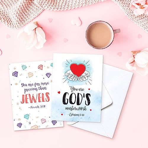 S&O Scripture Cards - Set of 48 Boxed Bible Verse Blank Note Cards with Envelopes - Christian Greeting Cards/Inspirational Prayer Cards, 6 Designs. Christian Stationary with Bible Verses - size: Set of 48