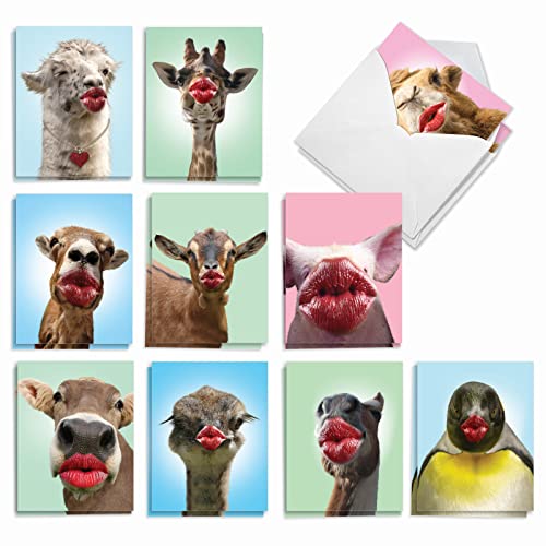 Best Card Co 20 Mini Birthday Boxed Notecards Kisses AM9280BDG-B2x10 - style: Wild Kisses