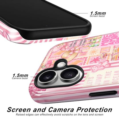 for iPhone 16 Case, Cute Pink Summer Magnetic Phone Case - color: Blush Pink, size: iPhone 16