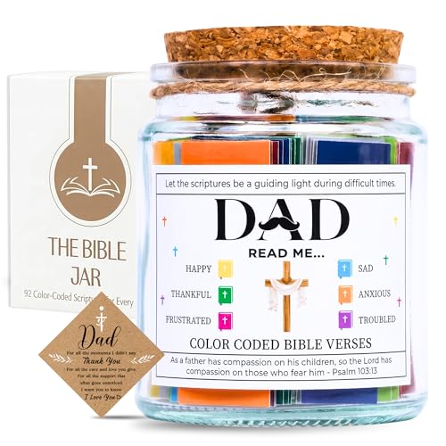 Solmay Bible Verse Jar for Dad, 92 Scripture Prayer Cards - color: Bible Verses Jar For Dad