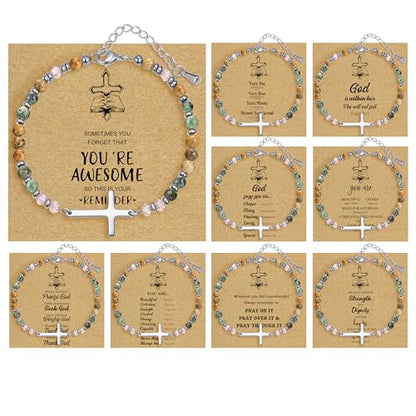 BOMAIL 9PCS Cross Beaded Bracelets for Women - color: A-Silver
