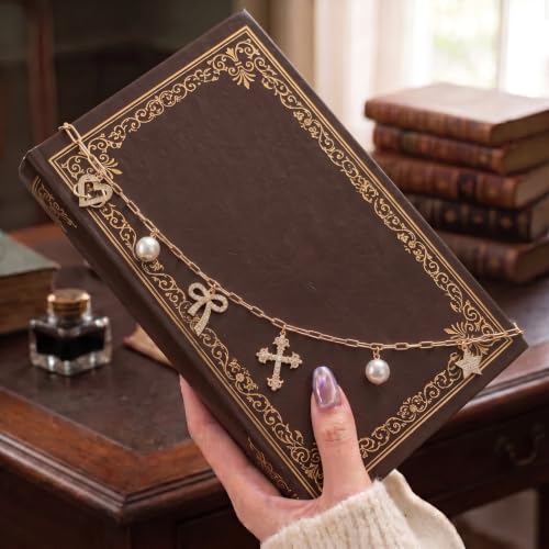 Bible Charm Chain Accessories - Christian Cross Gift Scripture Faith Inspirational Cute Pearl Gold Metal Bookmark Jewelry Religious Decor Supplies for Study Reading Women Girls Birthday - color: Pearl