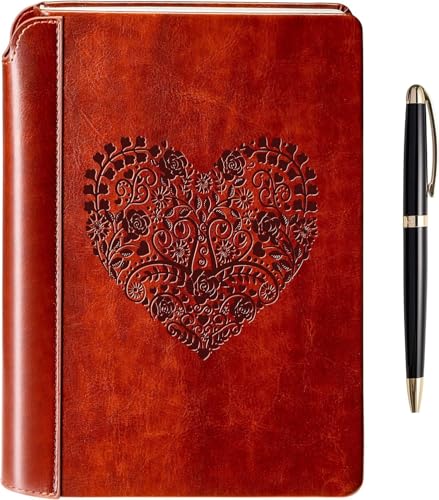 SETTINI® Heart Lined Journal for Women, Vegan Leather Gift Set with Pen - color: Heart