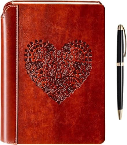 SETTINI® Heart Lined Journal for Women, Vegan Leather Gift Set with Pen - color: Heart