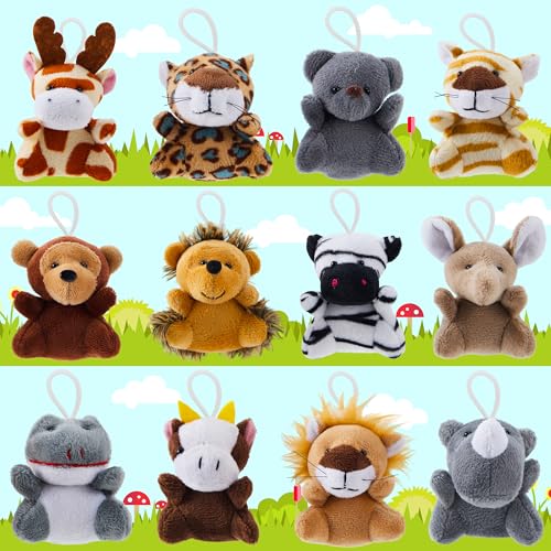 JOYIN 24 Pcs Mini Safari Animal Plush Toys (24 Units 2"-3"), Animals Keychain Decoration for Kids, Small Stuffed Animal Bulk for Kids, Carnival Prizes, School Gifts, Party Favor Goodie Bags - style: Safari Animals