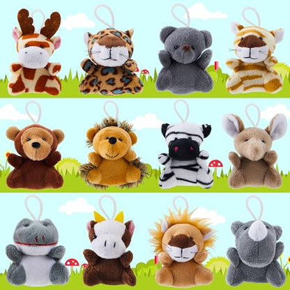 JOYIN 24 Pcs Mini Safari Animal Plush Toys (24 Units 2"-3"), Animals Keychain Decoration for Kids, Small Stuffed Animal Bulk for Kids, Carnival Prizes, School Gifts, Party Favor Goodie Bags - style: Safari Animals