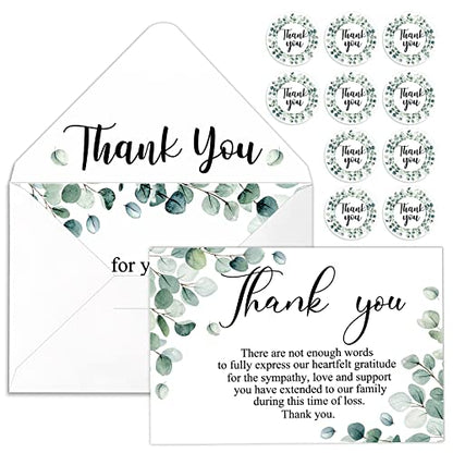 Marspark 25 Pack Funeral Thank You Cards Sympathy Envelopes, Leaves - style: Leaves