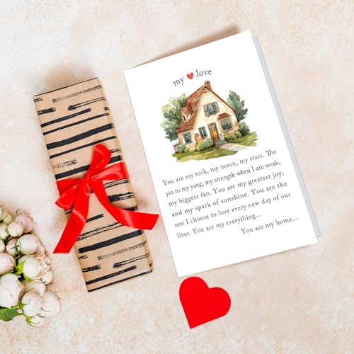 Chenive Wedding Anniversary Card for Husband Wife, Heartfelt Anniversary Card for Him Her, Sweet Valentines Day Cards Gifts for Men Women, My Love Poem Cards, You Are My Home - color: My Love Poem