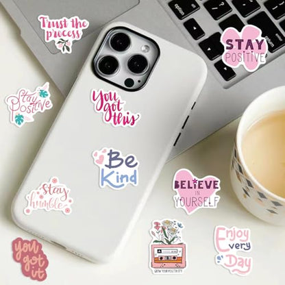 50pcs Pink Motivational Aesthetic Stickers, Inspirational Waterproof PVC Stickers for Water Bottles Laptop Scrapbooking Mirrors Notebooks Cars Bumpers Bikes Bedroom Travel Case Snowboard - color: Pink