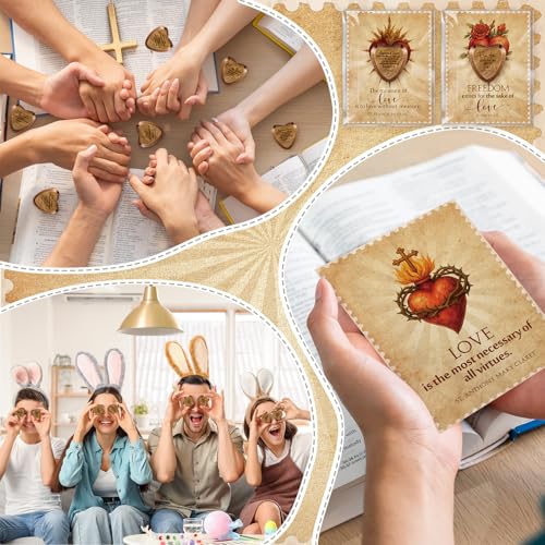 Gerrii 60 Set Christian Token Gift Jesus Love Heart Pocket Hugs, Dark Brown - color: Dark Brown