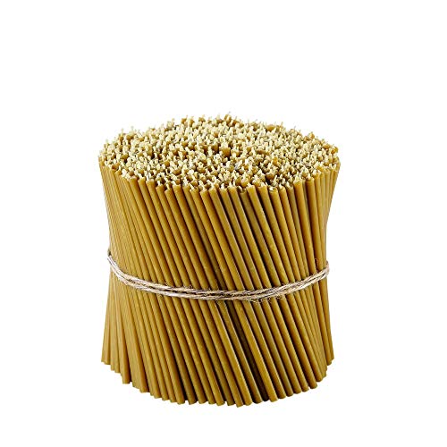 Danilovo Pure Beeswax Candles - Honey-Scented, Decorative Thin Taper Candles - Ideal for Birthday Decoration or Church Prayers - Drip Free, Tall & Smokeless Pack of 50 pcs, 6.3 x 0.2 inch - size: 6.3 in