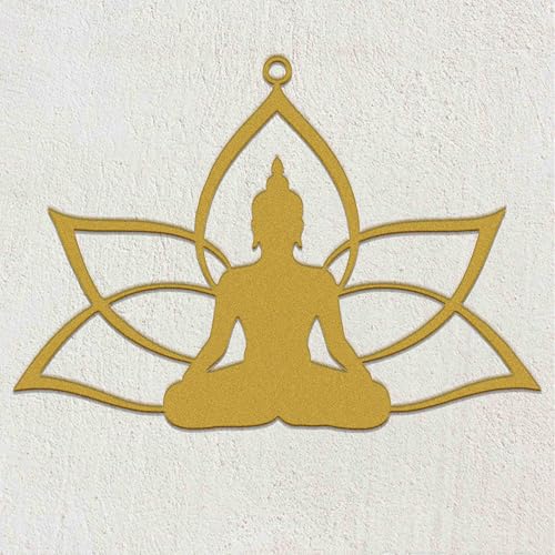 Matte Gold Buddha Hanging Ornament – Car Rearview Mirror Accessories – Buddhist Cross Pendant Charm – Buddha Statue Hanging Decoration for Car, Home, and Office - color: Gold Buddha